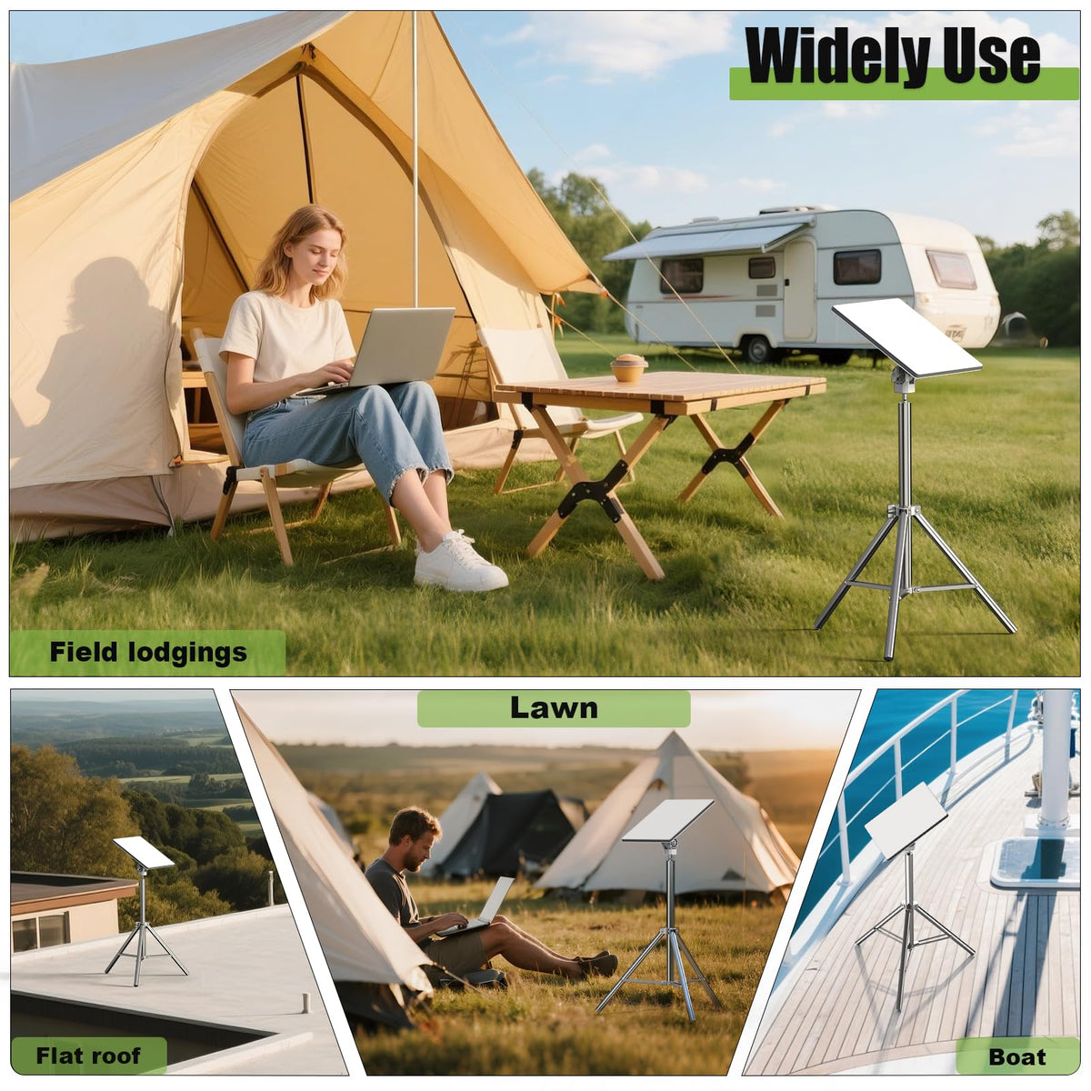Anautin tripod with Starlink Mini in use illustrating secure positioning benefit
