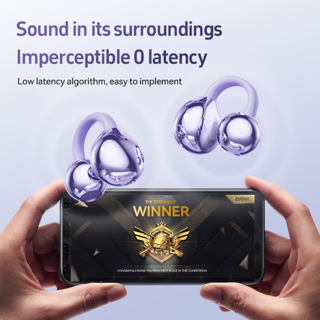 anbaole earbuds in a hand for size comparison demonstrating lightweight 5.2 g per earbud comfort