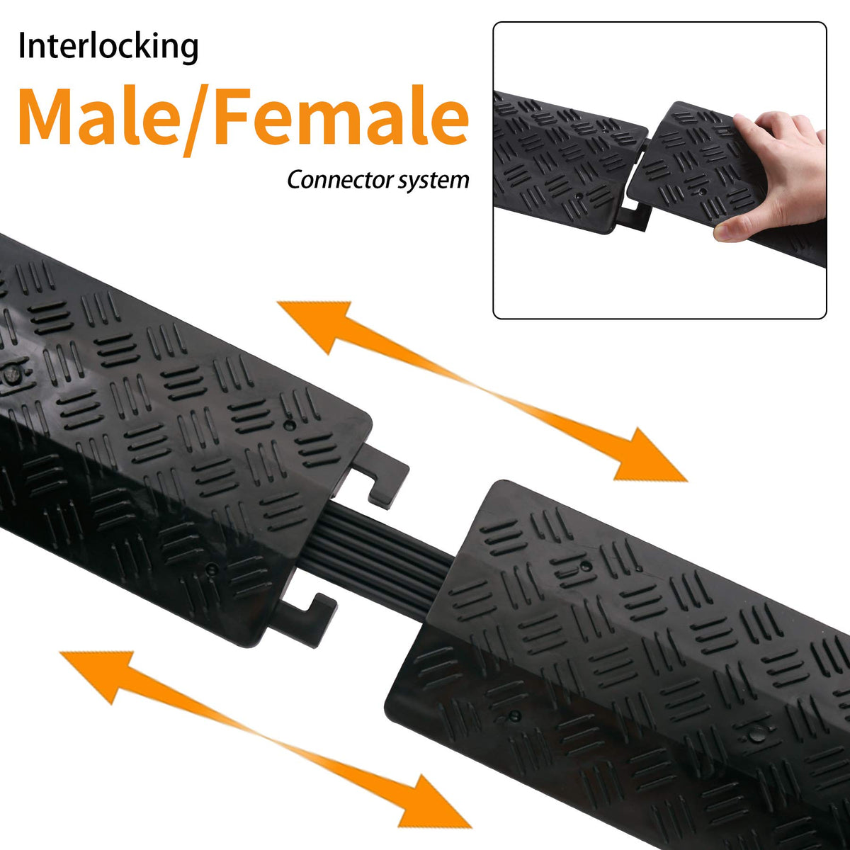 Anbotek black ramp blends with floors while shielding cords from foot traffic.