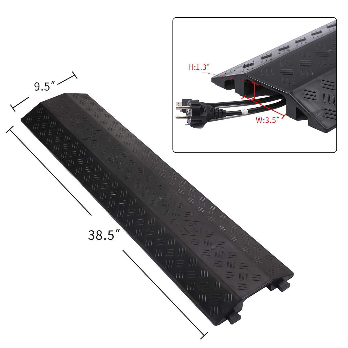 Anbotek floor cord cover showing 38.5 inch length for long cable runs