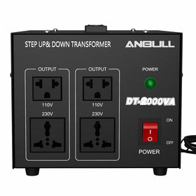 Anbull 2000W voltage converter front view showing compact heavy-duty design for global devices.