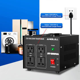 Anbull 2000W outlets configuration showing two 110V US and two 230V universal sockets.