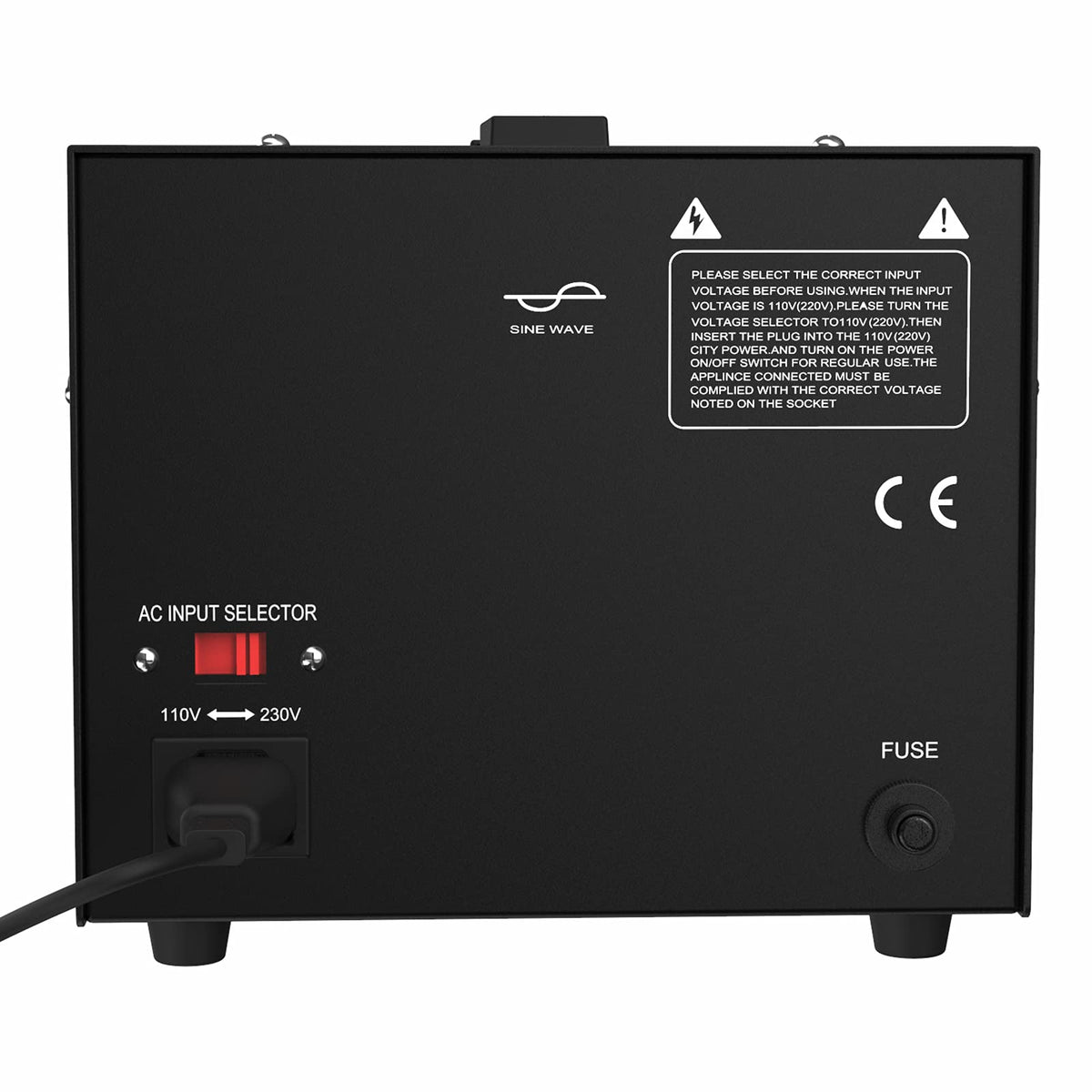 Anbull 2000W voltage converter side panel highlighting protection features.