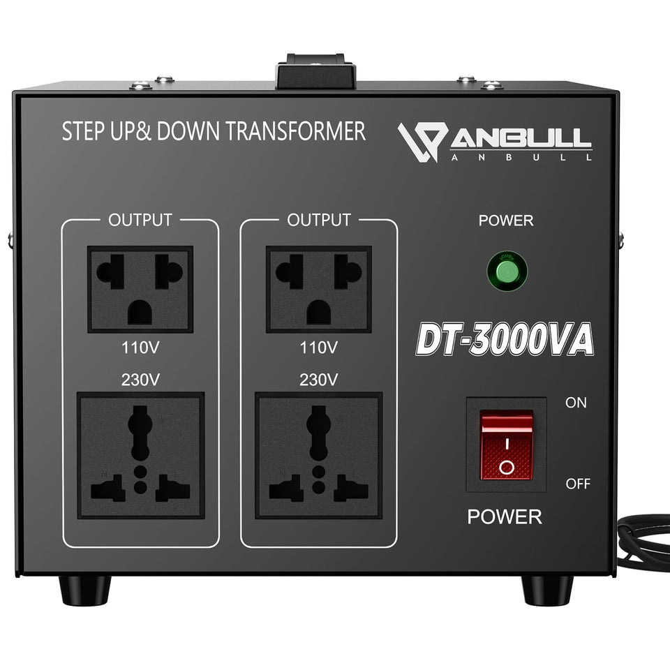 Anbull 3000W voltage transformer front view with rugged metal housing
