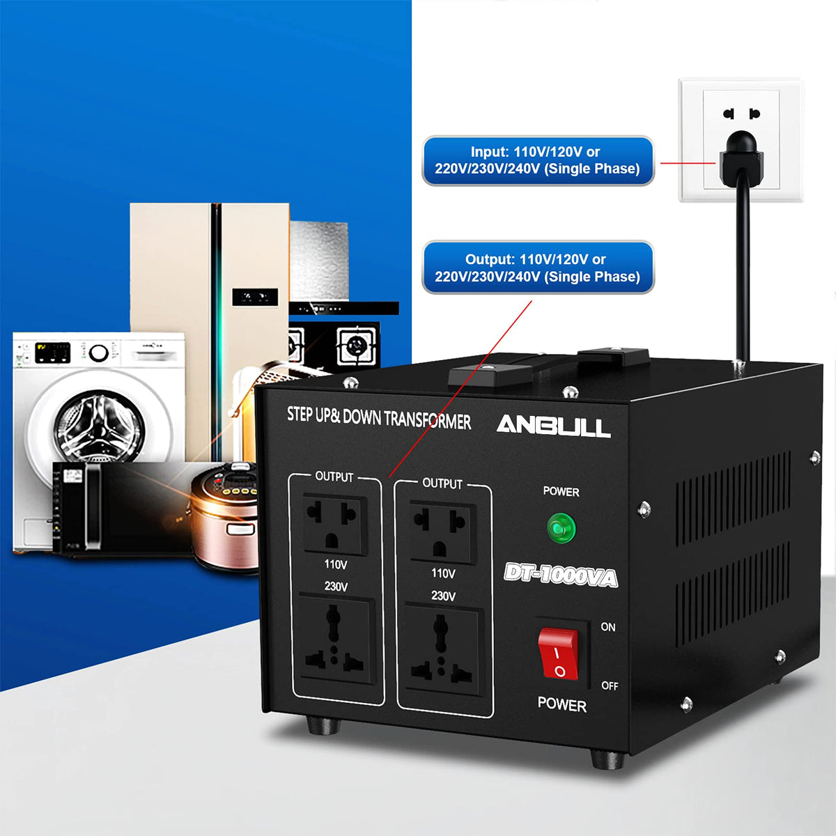 Anbull voltage converter circuit breaker detail emphasizing overload protection