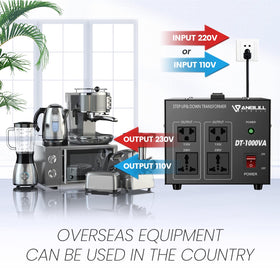 Anbull voltage converter outlets showing dual 110V and 230V sockets for versatile devices
