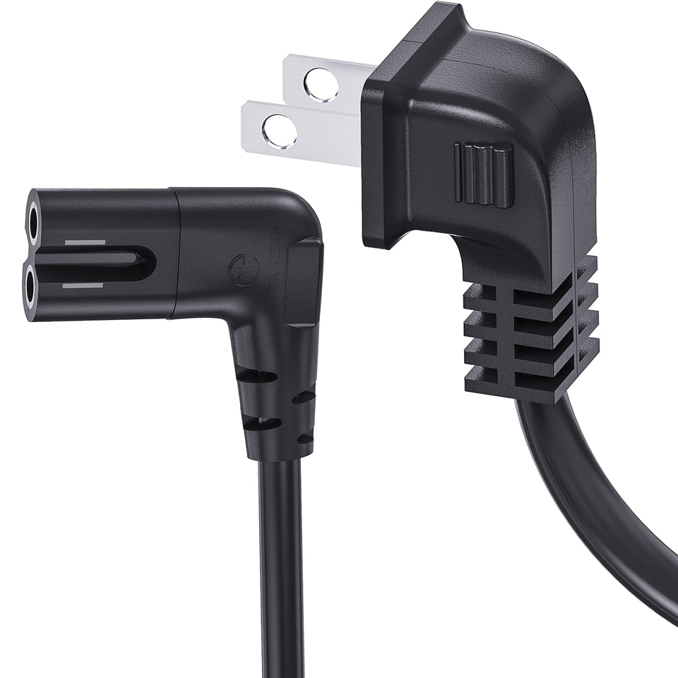 Ancable 18-foot 90-degree C7 power cable for wall-mounted TVs and slim setups.