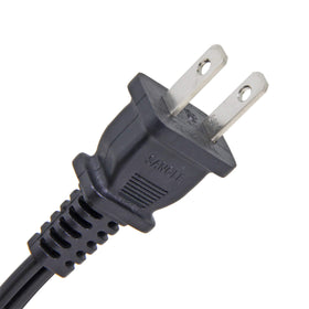 Ancable connector close-up highlighting molded two-prong plug and secure fit benefit