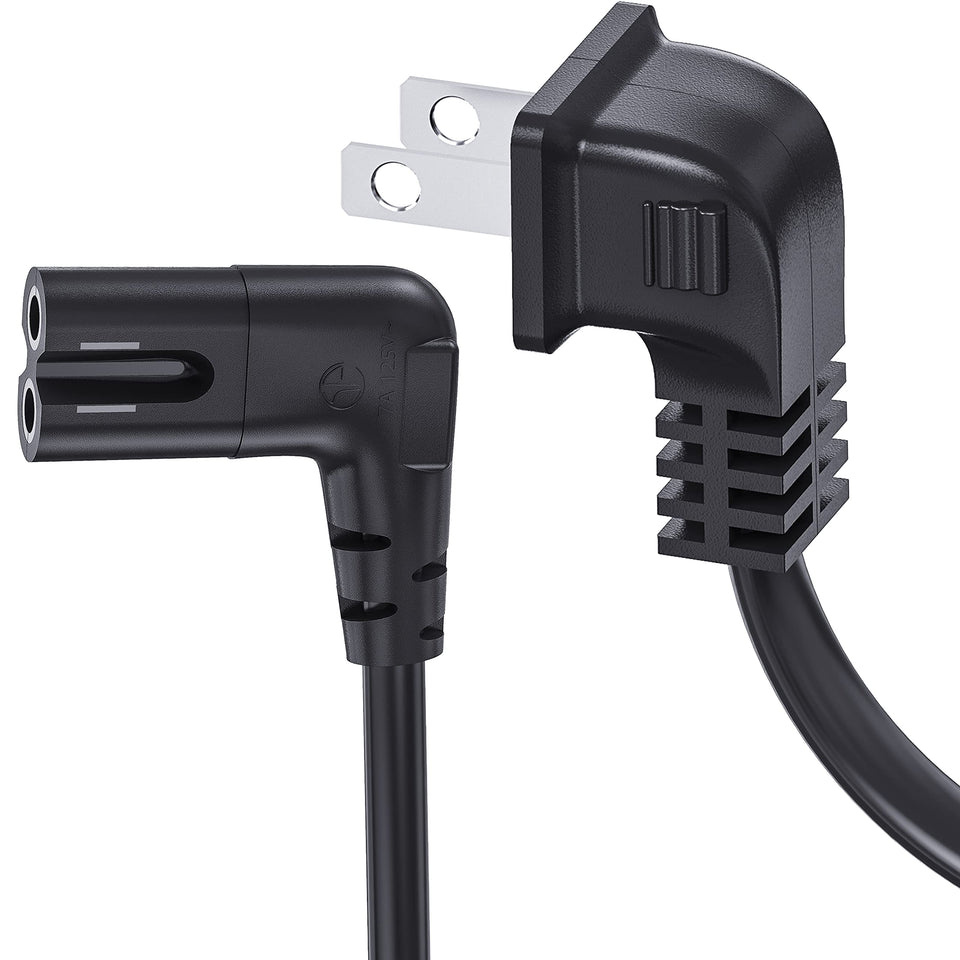 Ancable TV power cord with a 90-degree angled plug, ideal for tight wall-mount setups.