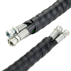 ANCIMOON installed on hydraulic hose demonstrating protection and easy retrofit installation
