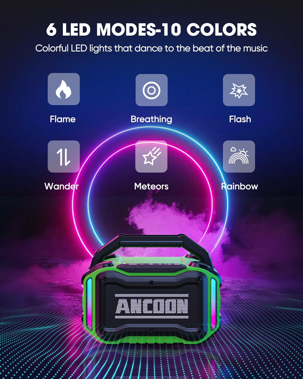 ANCOON speaker provides about 20 hours of playtime on a full charge