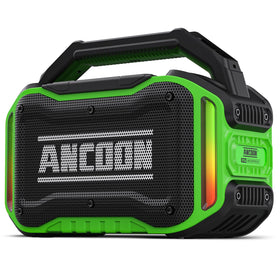 ANCOON Bluetooth speaker front view showing 80W peak power for outdoor sound