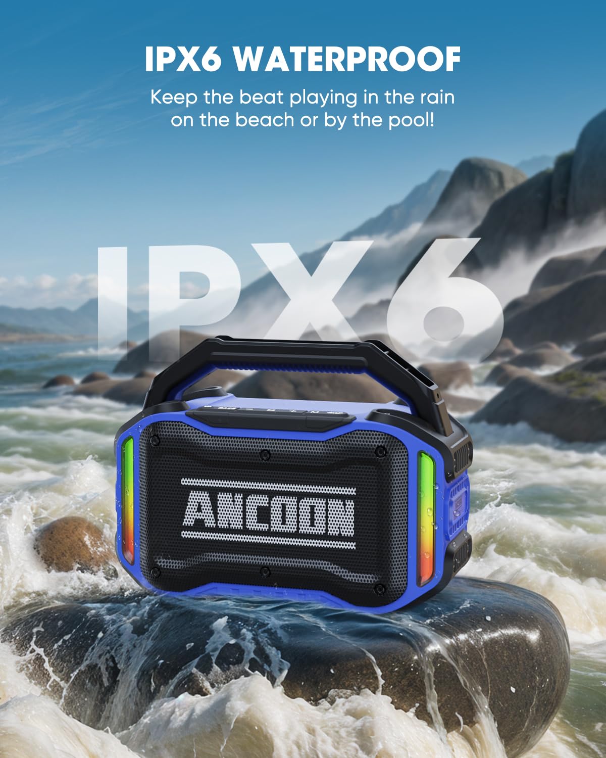 ANCOON IPX6 durable design withstands rain and splashes outdoors