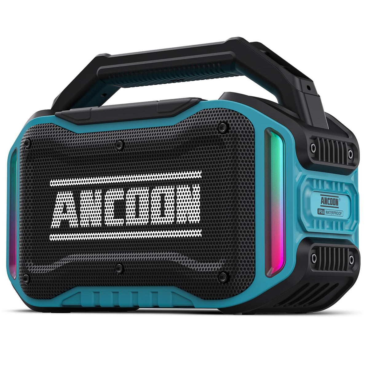 ANCOON sky blue Bluetooth speaker with LED lighting for outdoor parties