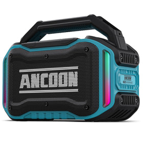 ANCOON sky blue Bluetooth speaker with LED lighting for outdoor parties