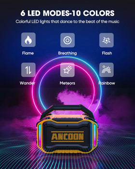 ANCOON Speakers 10000mAh battery supports long playtime for all-day listening.