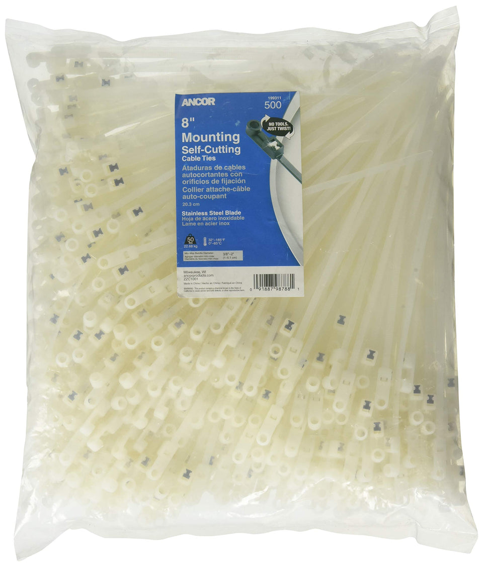 Ancor Marine Grade 199313 self-cutting cable tie, 11 inches, natural, enables quick mounting with a flush cut