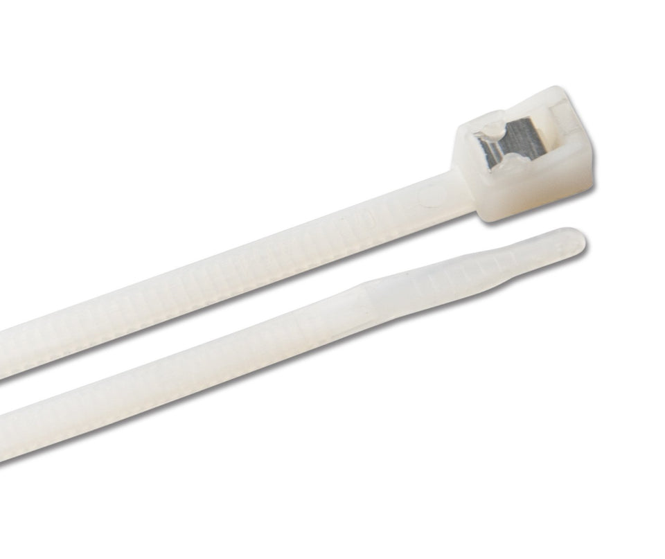 Ancor self-cutting cable tie 8 inch in use for fast, tool-free securing.