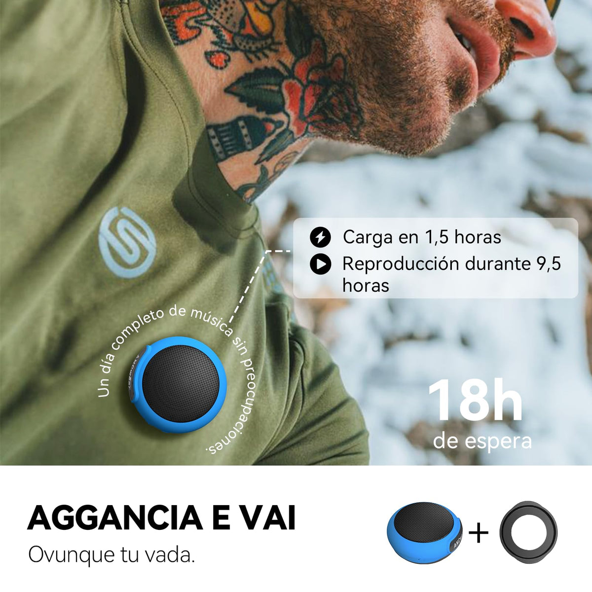 ANCwear IPX6 waterproof body endures sweat and rain during workouts and outdoor adventures.