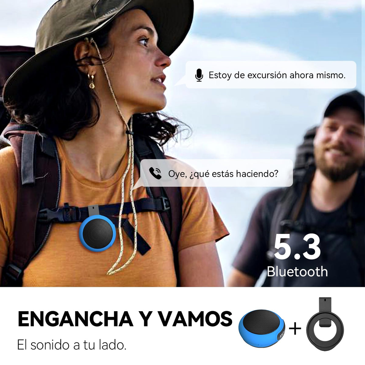 ANCwear lightweight 60g speaker stays unobtrusive on clothes or bags.
