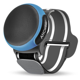 ANCwear wearable Bluetooth speaker clipped on the wrist for hands-free music on the move.