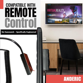 Anderic cable attached to a remote demonstrating secure hold and theft prevention