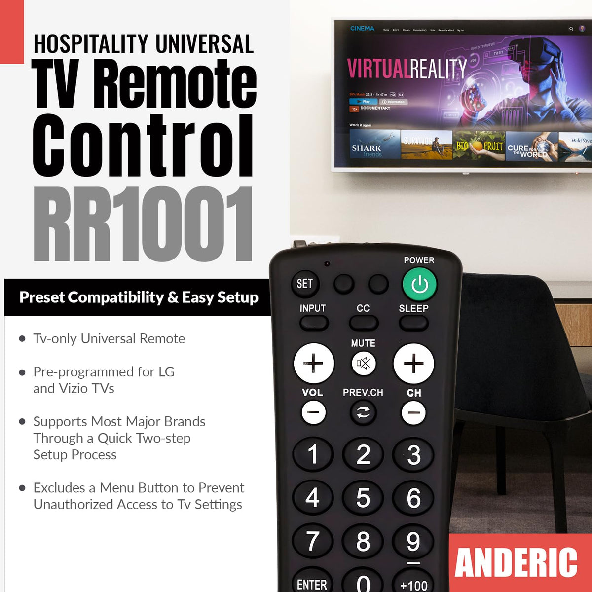 Anderic RR1001 back with battery compartment open for quick maintenance