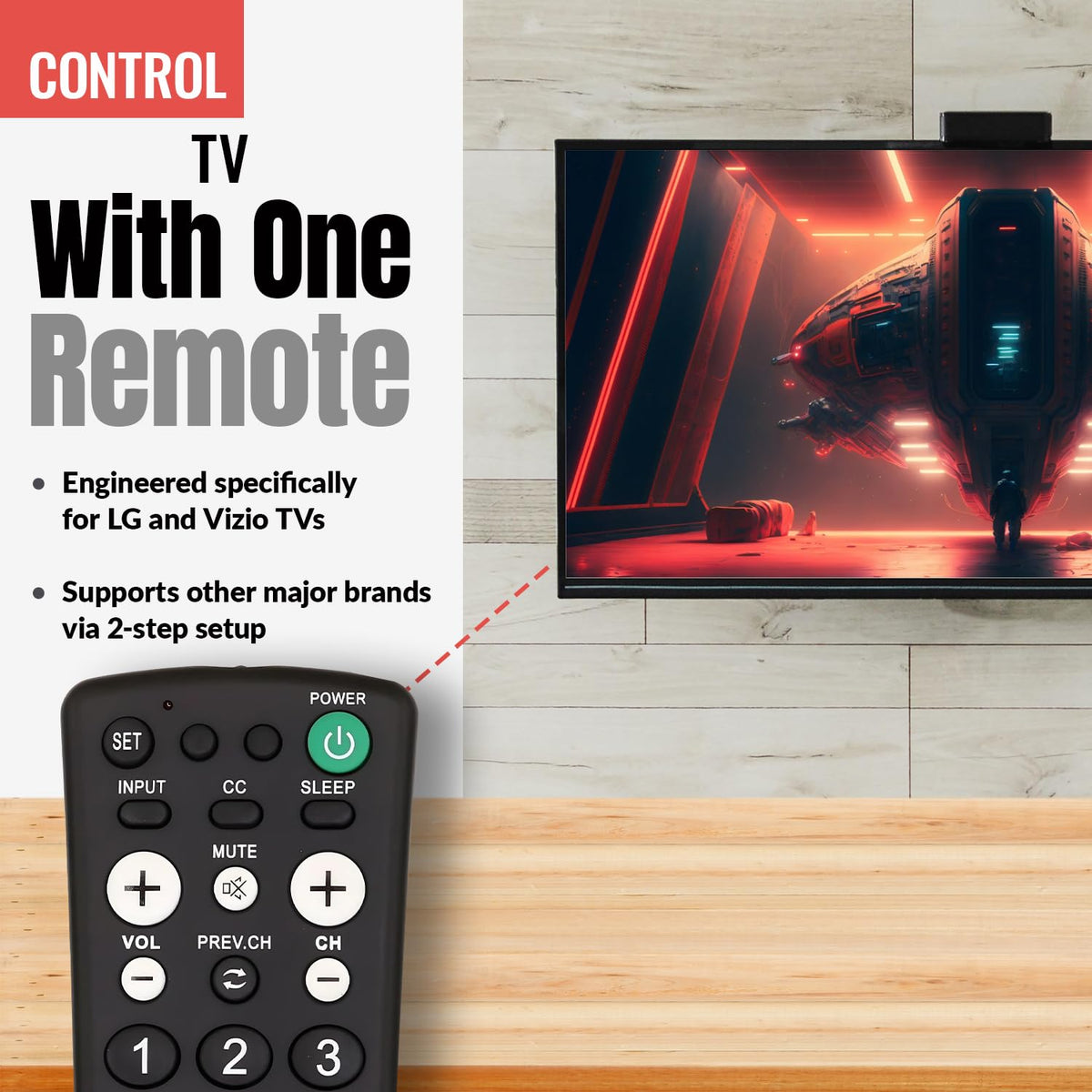 Anderic RR1001 placed on hotel bedside for fast guest TV access