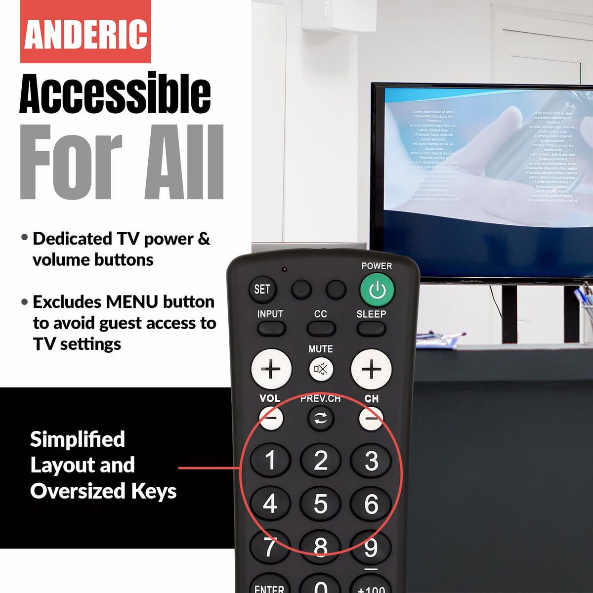 Anderic RR1001 operating an LG TV offering plug-and-play convenience