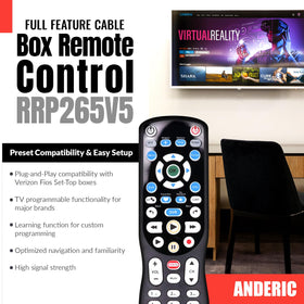 Rear view of Anderic RRP265V5 remote showing battery compartment