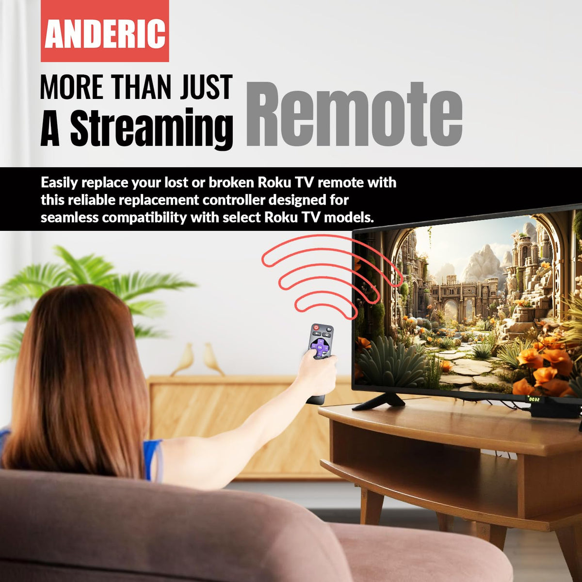 Front of Anderic RRST01.3 with Netflix, Amazon, Disney+, Hulu shortcuts