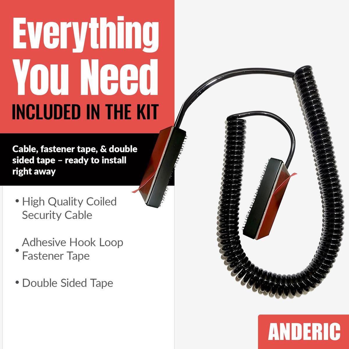 Anderic cable next to a hand showing scale and easy handling for everyday use