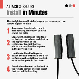 Anderic tether used in living room setup keeping remotes organized and easy to find