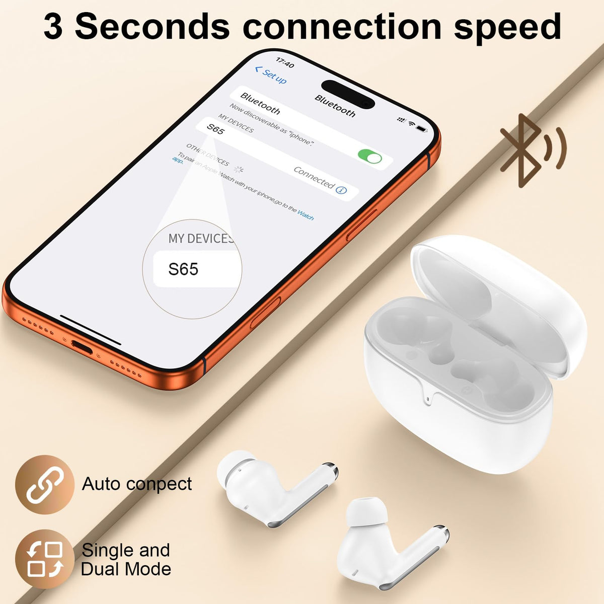 ANDHOT Pixel Earbuds Bluetooth 5.4 stable connection up to 33 feet