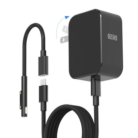 Andingker 65W charger front view showing compact design and ports for versatile charging