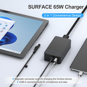 Andingker 65W charger compatibility list image highlighting broad Surface devices
