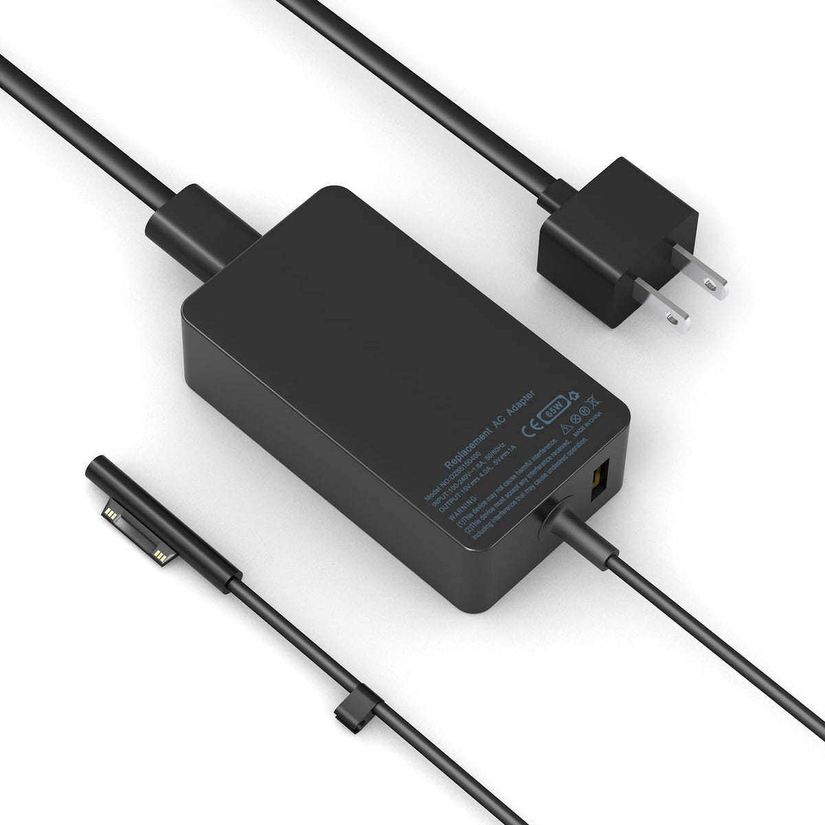 Andingker 65W Surface Pro charger front view showing compact design for home use