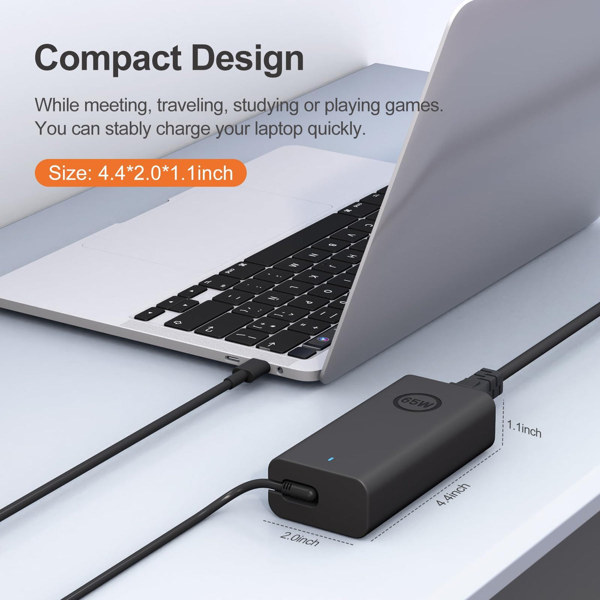 Andingker 65W USB-C Dell charger compact design for travel.