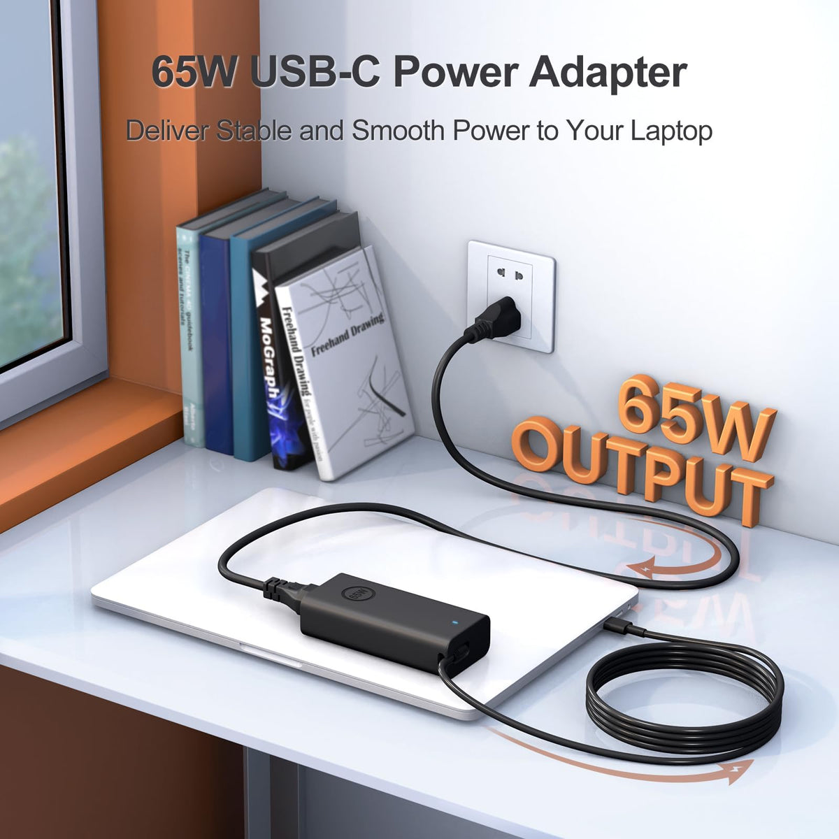 Andingker 65W USB-C Dell charger with LED indicator for quick status.