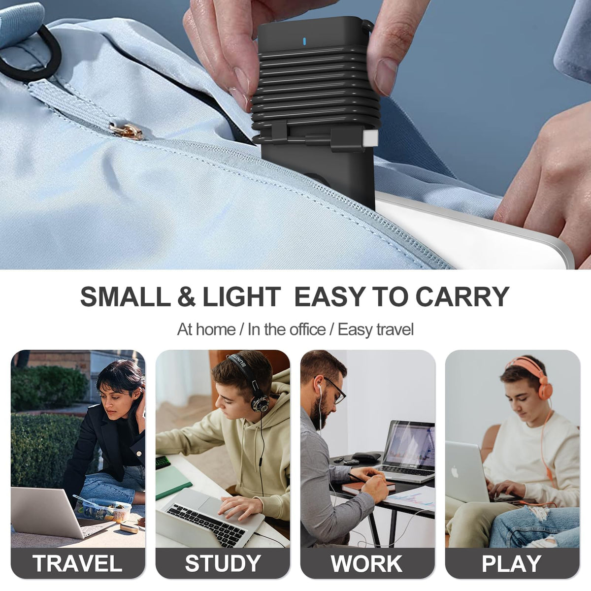 Andingker 65W USB-C Dell charger safety protections against short circuits and overheating.