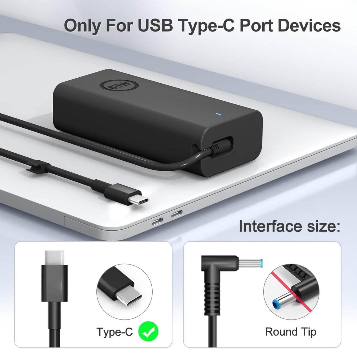 Andingker 65W USB-C Dell charger compatible with XPS models.