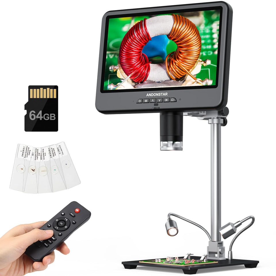 Andonstar 4K microscope with 10in screen for ultra-clear solder joint inspection