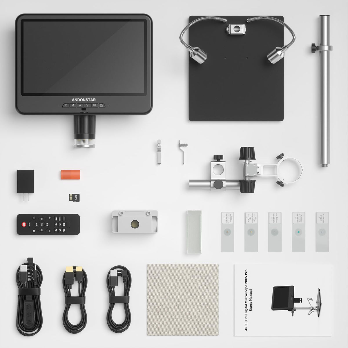 Andonstar 64GB kit includes SD card and accessories