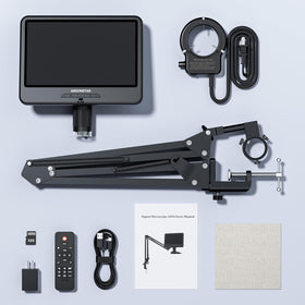 Andonstar AD109 packaging includes monitor, stand, lights, and 32GB card