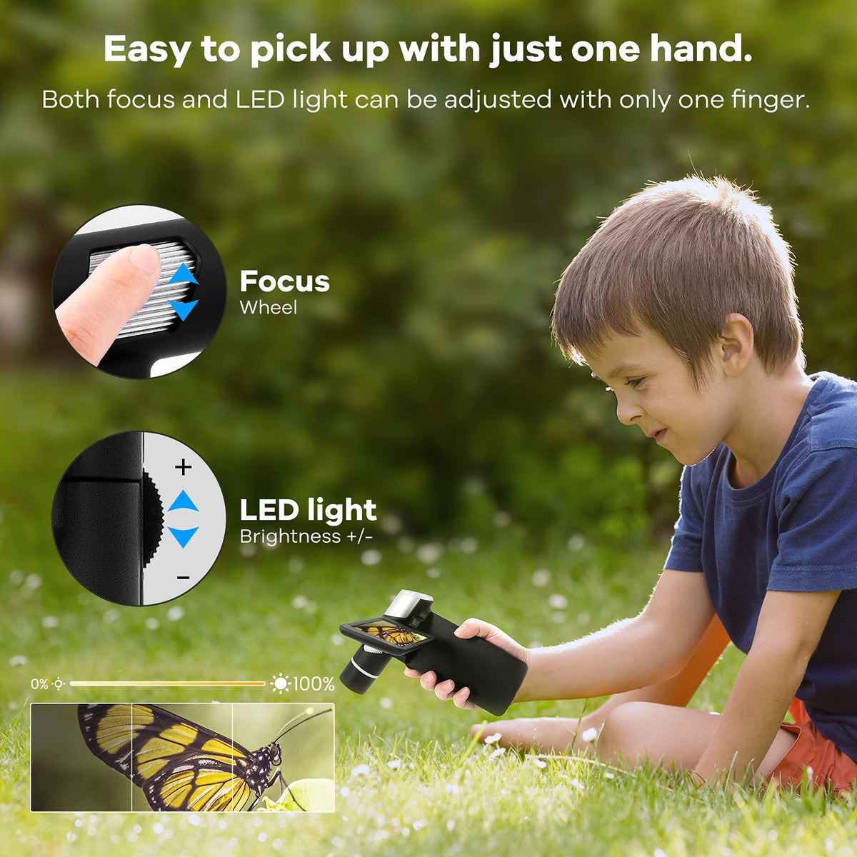 Andonstar AD203 lightweight design at 220 g for outdoor use.