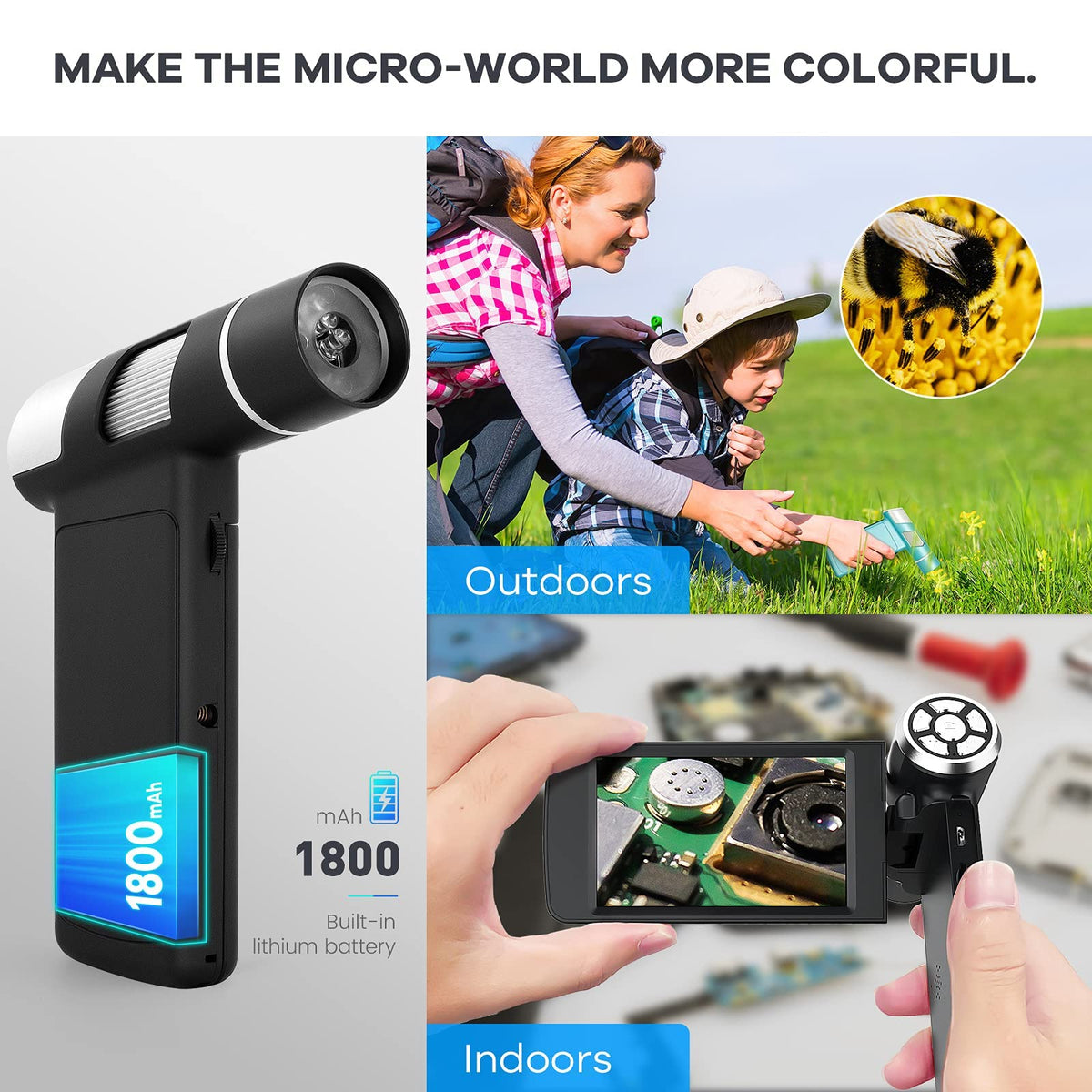 Andonstar AD203 supports photo and video capture on SD card.