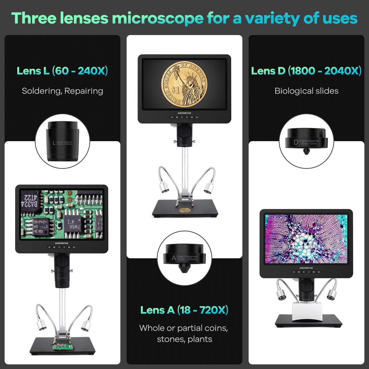 Andonstar AD249S-M coin observation view for detailed numismatic inspection.