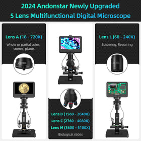 Andonstar AD266S Lens A view offers a wide field for coins and specimens.