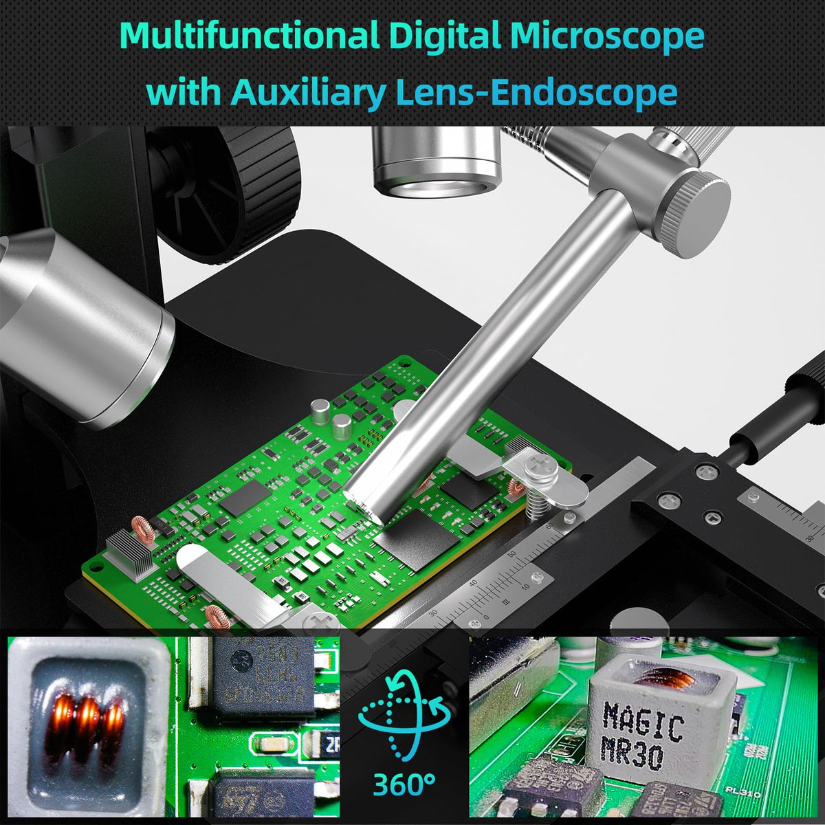 Andonstar AD269S soldering work view focusing on joints and traces.