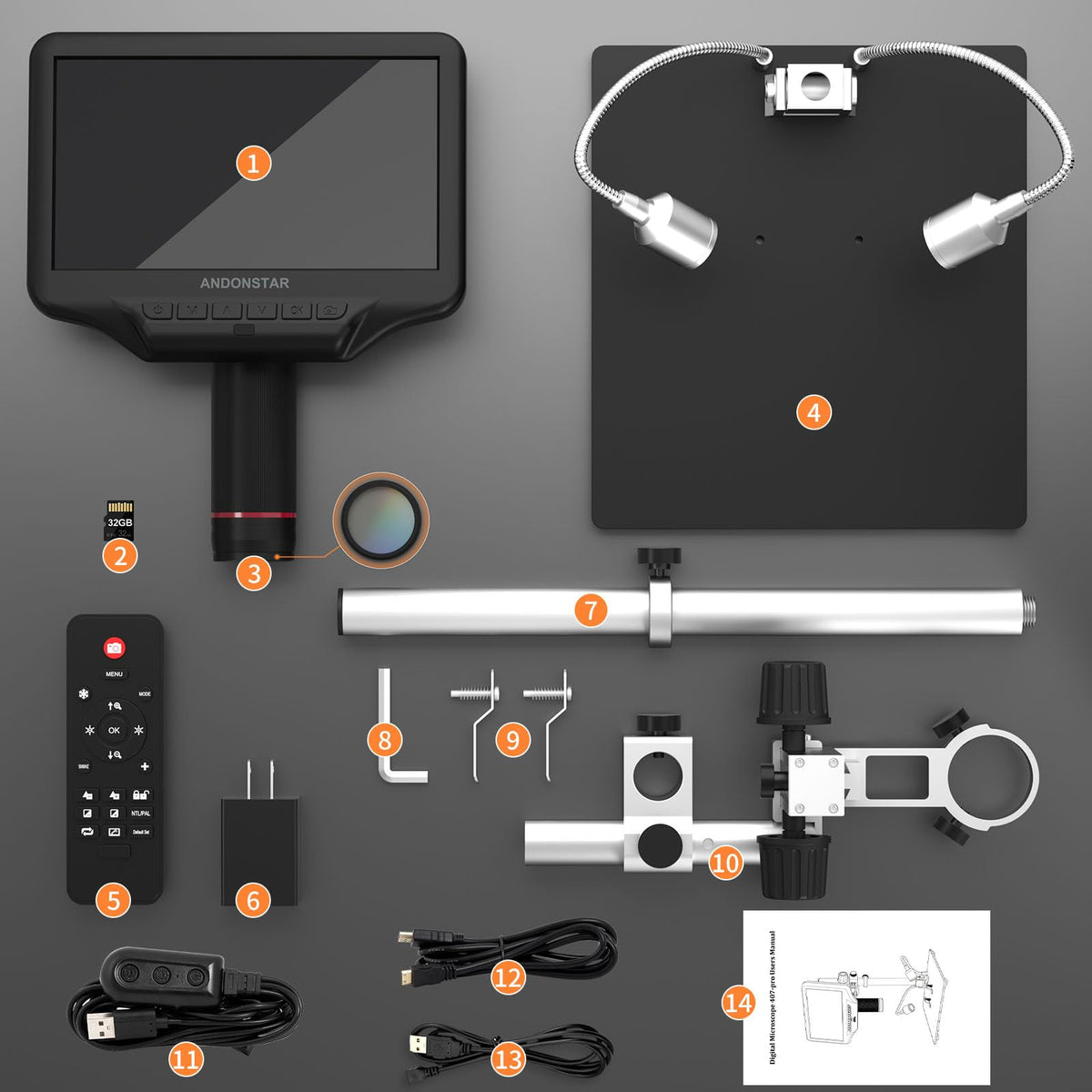 Andonstar AD407 Pro complete kit with essential accessories included